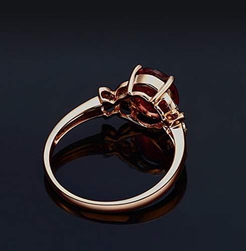 KnSam Bague Femme Fine Papillon Tourmaline Rouge Naturelle, Or 18 Carats Élégance Cadeau Noël - Imagen 7