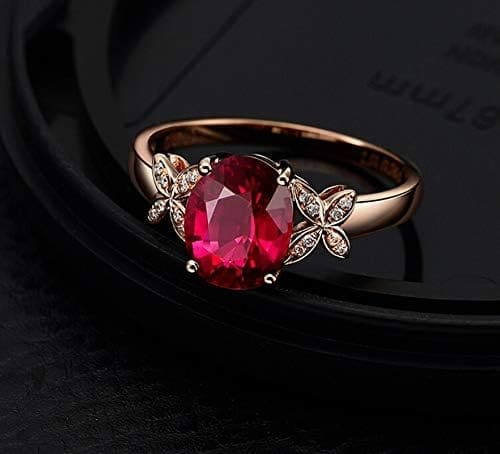 KnSam Bague Femme Fine Papillon Tourmaline Rouge Naturelle, Or 18 Carats Élégance Cadeau Noël - Imagen 6