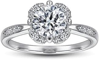 KnSam Mujer Anillo, Anillo De Lujo Plata Circón Anillo De Bodas Oro Blanco