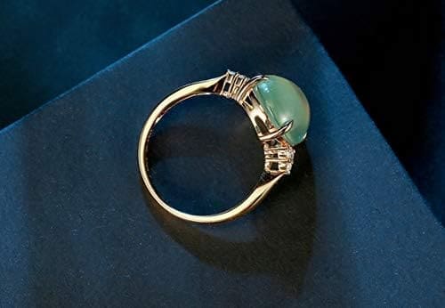 KnSam Bague Femme Fine Prehnite 6.6ct élégance, Or Rose 18 Carats Élégance Cadeau Noël - Imagen 3