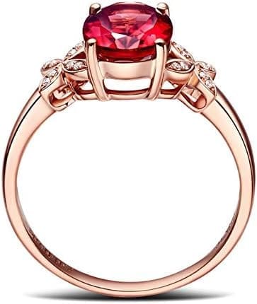 KnSam Bague Femme Fine Papillon Tourmaline Rouge Naturelle, Or 18 Carats Élégance Cadeau Noël - Imagen 3