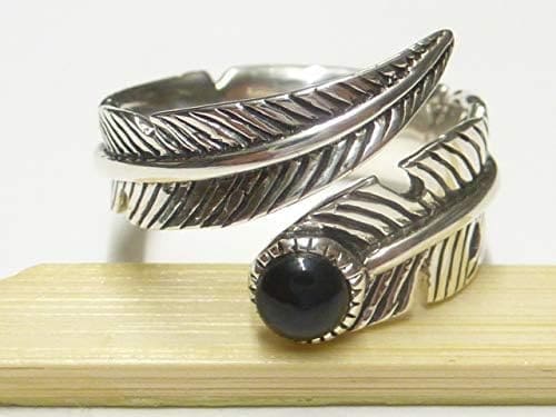 Anillo de plata de ley con diseño de pluma de alma, ónix, tamaño 62, de plata de ley, unisex, Plata, Ónix - Imagen 3
