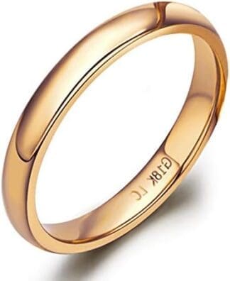 KnSam Bague Femme Fine 2.3MM Simple Classique Femme élégant, Or 18 Carats Élégance Cadeau Noël