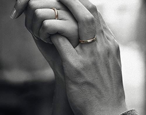 KnSam Anillo Oro Rosa de 18K Oro Blanco, Bicolor Dos Capas Pulido Anillo de Bodas con Diamante Blanco 0.009ct, Anillo de Hombre Anillo de Mujer (Precio por 2 Anillos) - Imagen 3