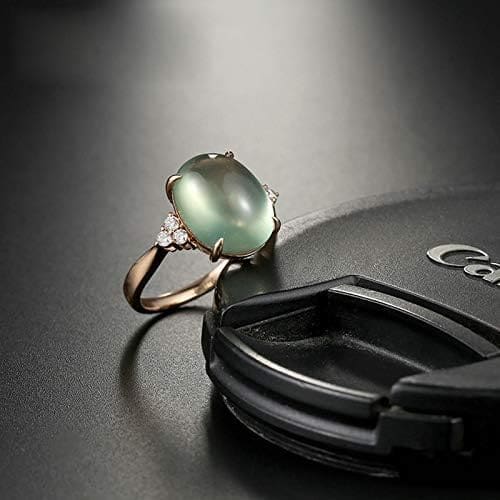 KnSam Bague Femme Fine Prehnite 6.6ct élégance, Or Rose 18 Carats Élégance Cadeau Noël - Imagen 2