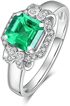 KnSam Bague Femme Fine Émeraude 0.91ct Diamant Fastueux, Or 18 Carats Élégance Cadeau Noël