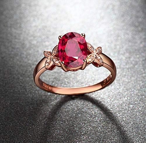 KnSam Bague Femme Fine Papillon Tourmaline Rouge Naturelle, Or 18 Carats Élégance Cadeau Noël - Imagen 5