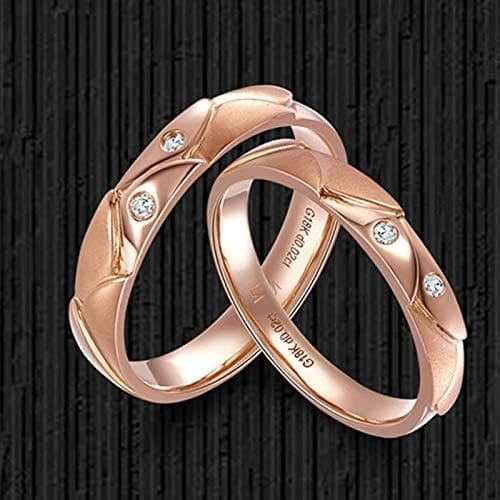 KnSam Anillo Oro Rosa de 18K, Irregular Forma Anillo de Bodas con Diamante Blanco 0.04ct, Anillo de Hombre Anillo de Mujer (Precio por 2 Anillos) - Imagen 4