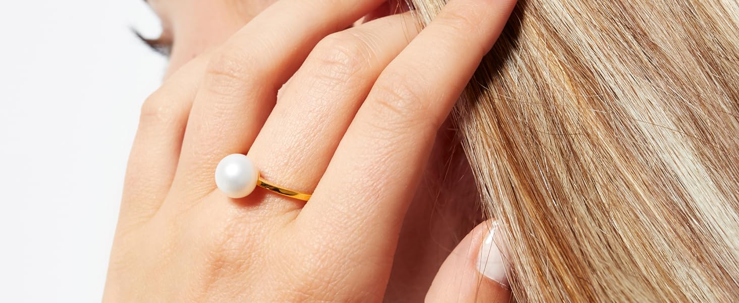 Anillo con Perla 8,5mm en Oro Vermeil